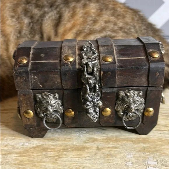 Vintage Wooden Trinket Box with Silver Accents - Picture 2 of 5